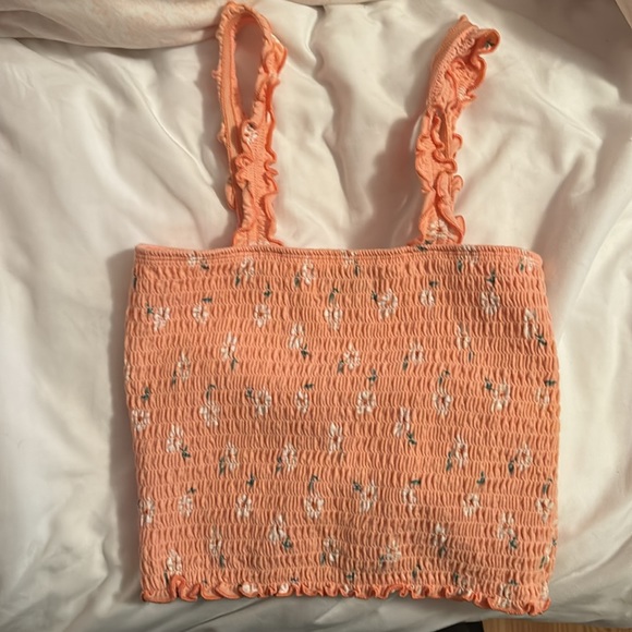 Orange crop top with white flowers - Picture 4 of 4